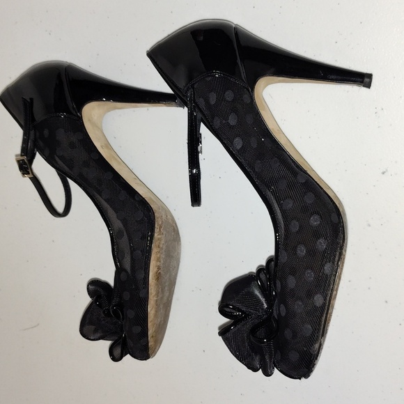 Kate Spade Didi Mesh Polka Dot PeepToe Size 9 black - Picture 9 of 12